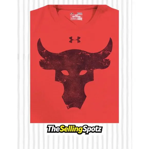 Under Armour Red Project Rock Brahma Bull T-Shirt Men’s Size (M) Heat Gear - Picture 2 of 4